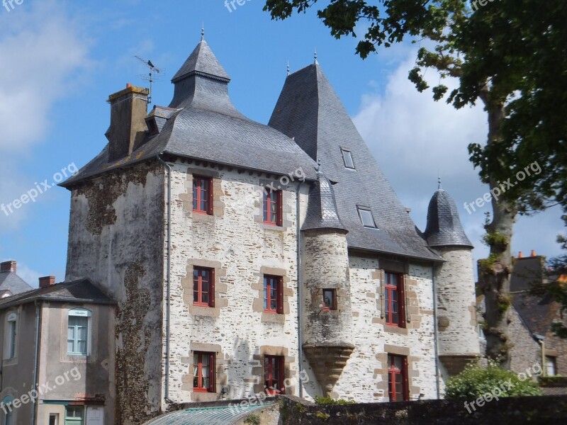 Brittany Stone House Red Windows Medieval Style Free Photos