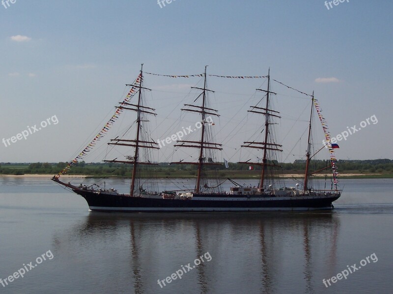 Three Masted Elbe Northern Germany Maritime Free Photos