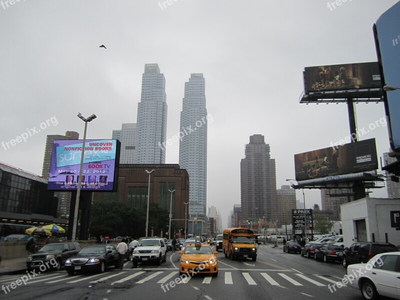 New York Street City Manhattan Downtown