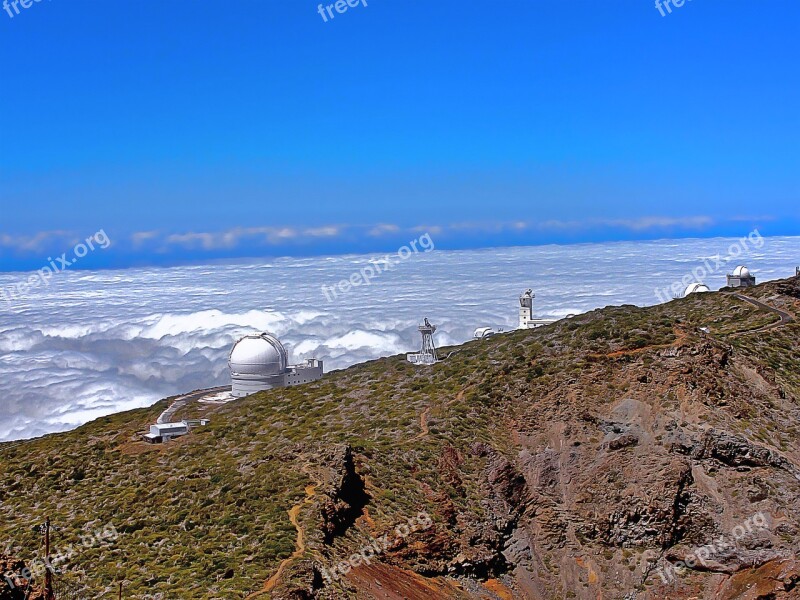 Roque De Los Muchachos Astrophysicist Palm Island Canary Islands Clouds