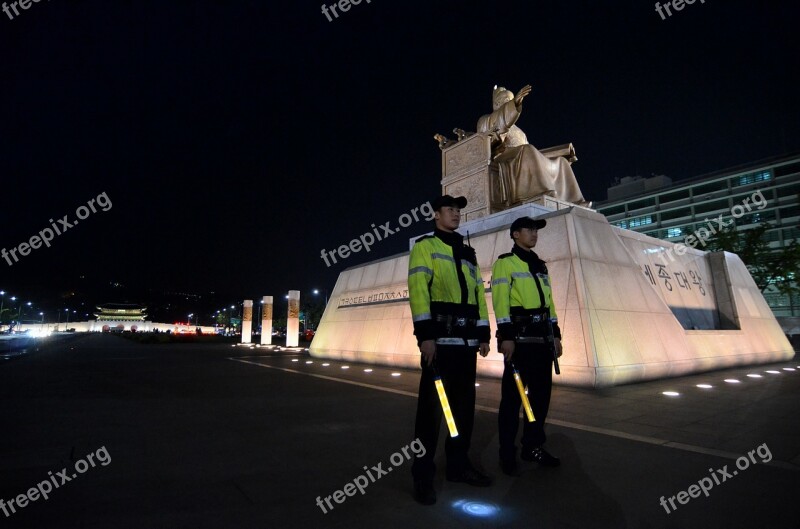 King Sejong The Great Gwanghwamun Square Police Free Photos