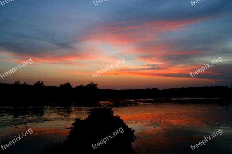 Water Sunset In The Evening Reflection Cloud