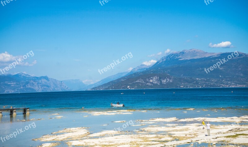 Lake Garda Sirmione Beach Mountains Travel