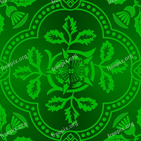 Tessellation Cloister Brocade Green Pattern