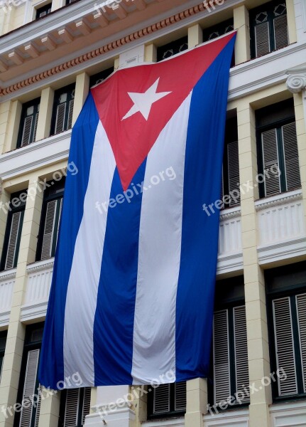 Flag Cuba Havana Revolution Building