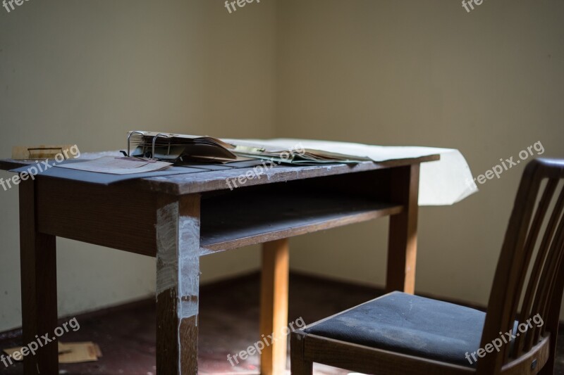 Desk Table Paper Chair Old