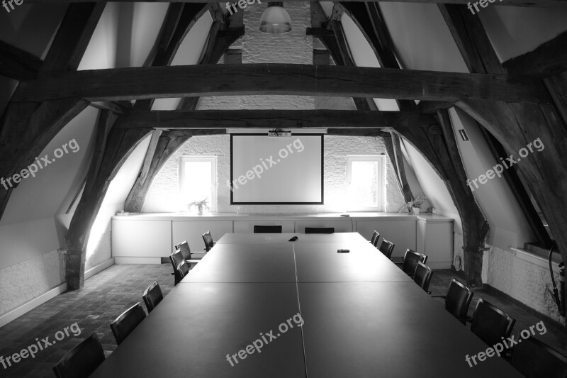 Conference Architecture Building Black White Table