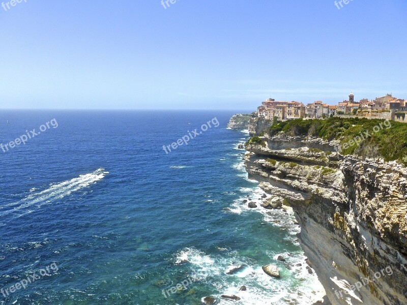 Clifftop Bonifacio Corsica Coastline Citadel