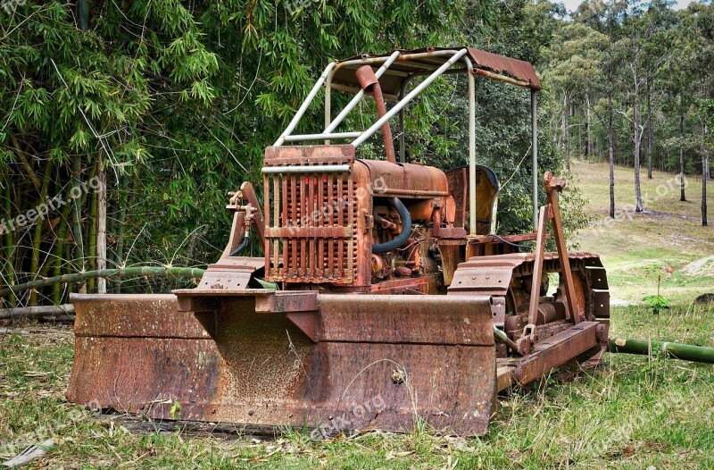 Bulldozer Rusty Construction Tractor Earthmover