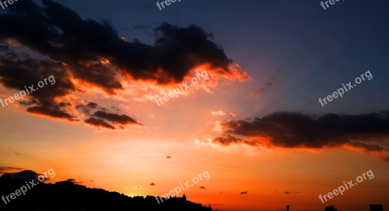 The Clouds Dawn The Sky Orange Sky In The Evening