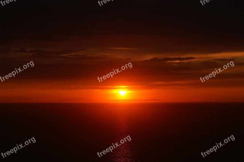 Sunset Ocean Horizon Reflections On The Water Seascape