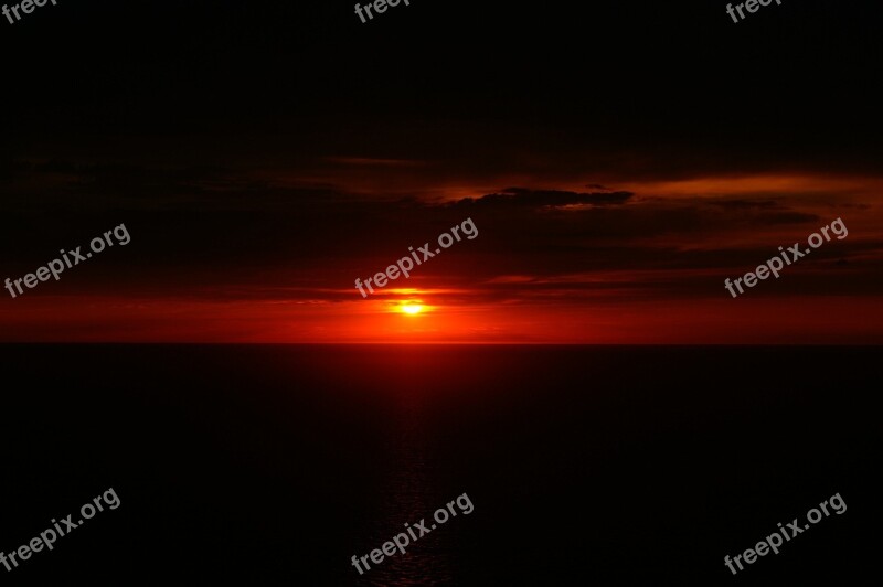 Sunset Twilight Horizon Mediterranean Sea Seascape