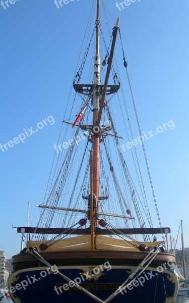 Sailboat Marseille Port Three-masted France