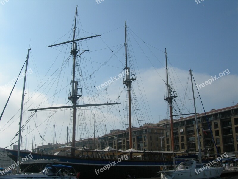 Sailboat Marseille Port Three-masted France