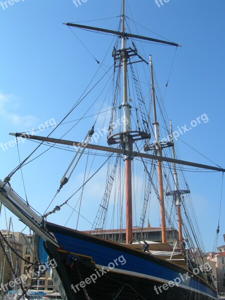 Sailboat Marseille Port Three-masted France