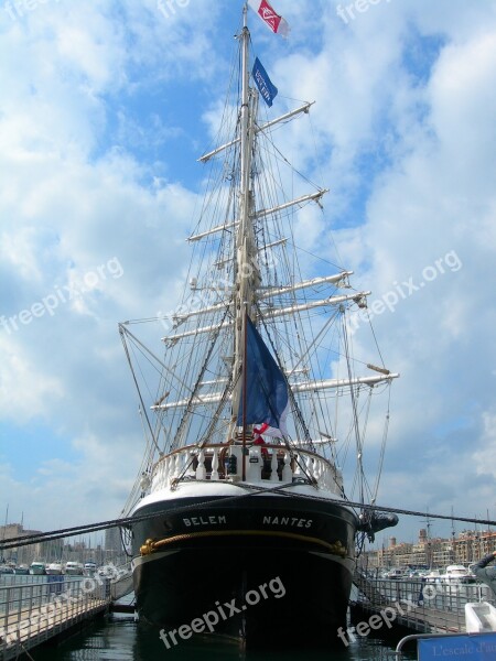 Sailboat Marseille Port Three-masted France