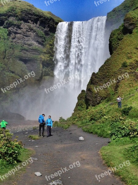 Waterfalls Iceland Nature Water Landscape