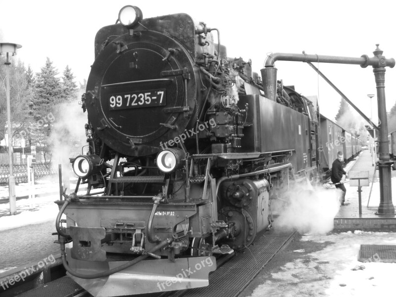 Steam Locomotive Brocken Railway Water Refueling Engine Driver Railway Station