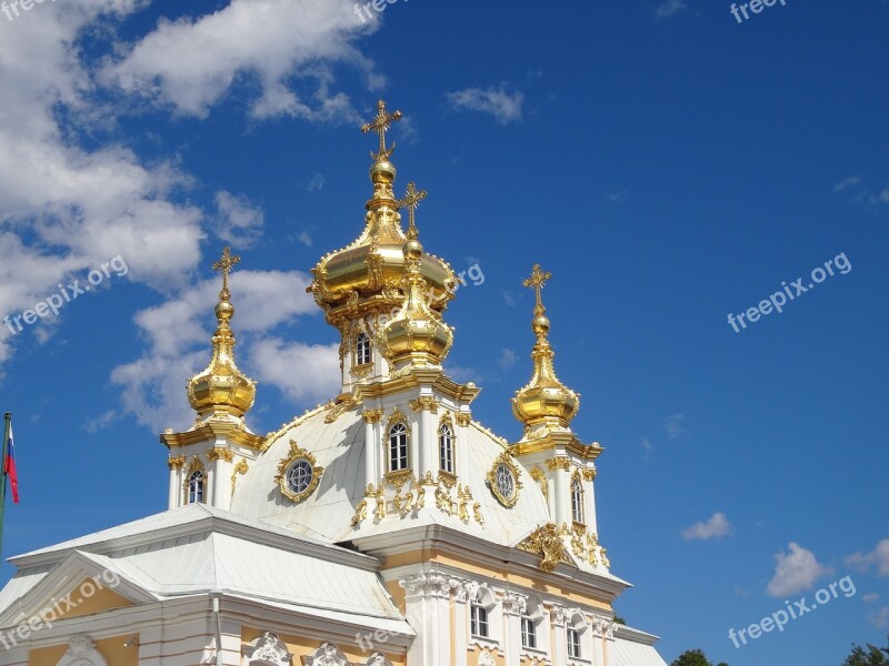 Church Peterhof Temple Golden Dome Free Photos