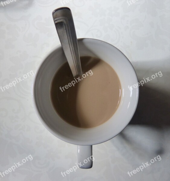 Coffee With Milk Cut Breakfast Cup Tea Time