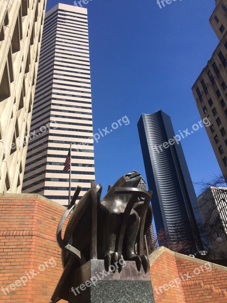 Seattle Skyscrapers Sculpture Bronze Washington