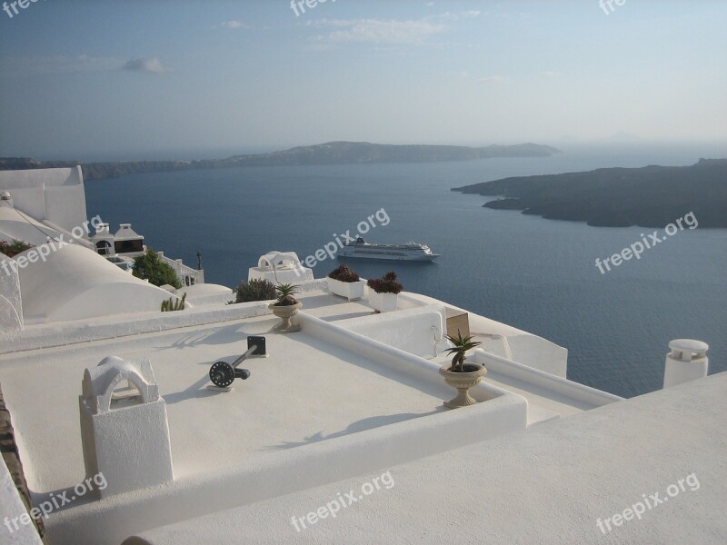 Santorini Sea White Houses Greece Island