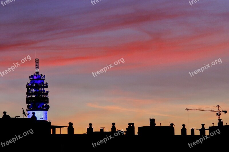 Sunset Santiago Tower Entel Pink Sky