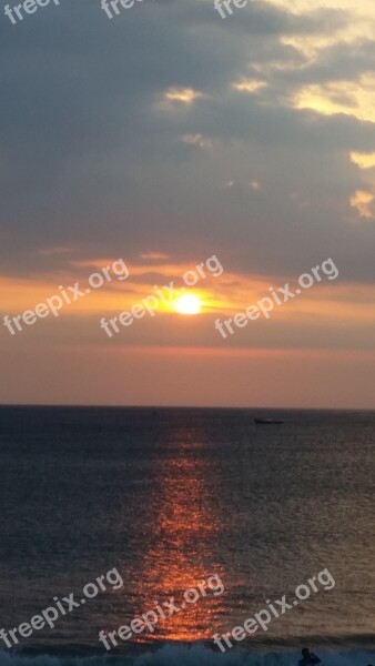 Bali Sunset Indonesia Ocean Sea