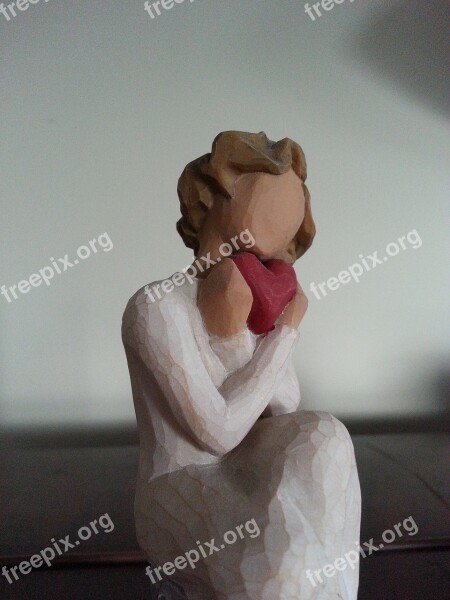 Woman Heart Love Female Figurine