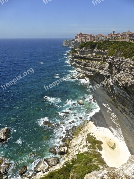 Bonifacio Cliffs Seaside Coastline Seascape