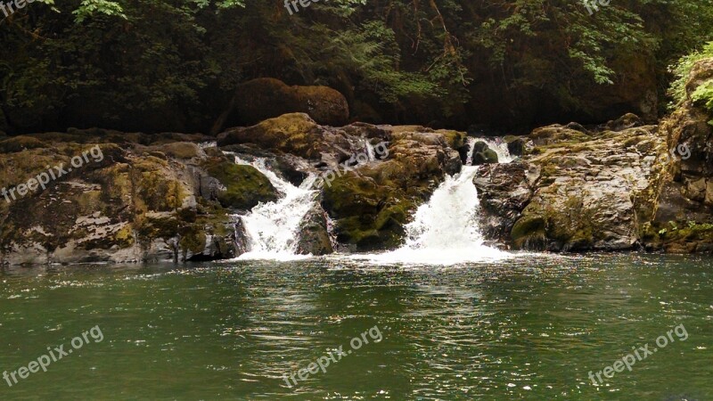 Water Falls Green Outdoors Nature