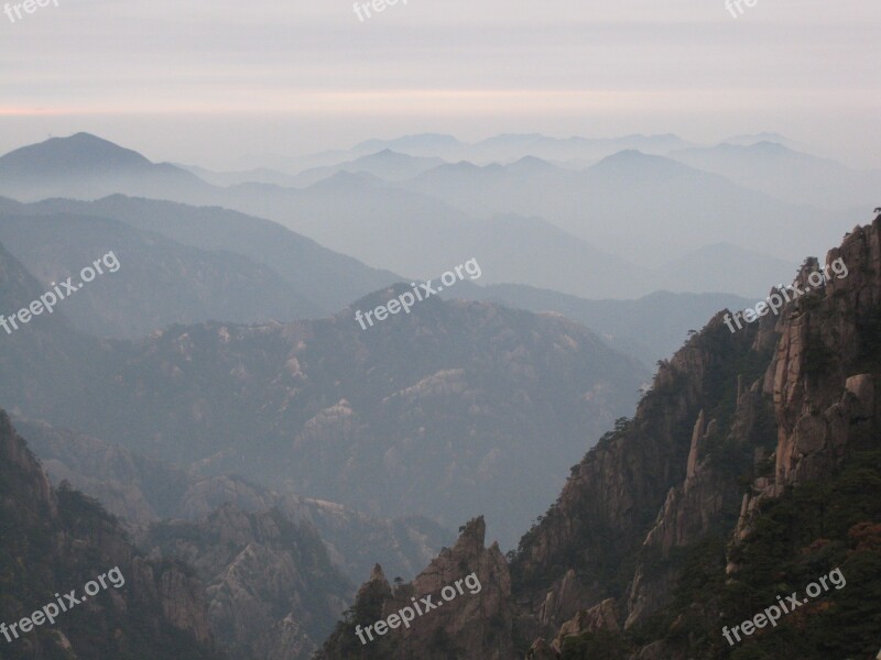 Mountains Sunset Clouds Landscape View