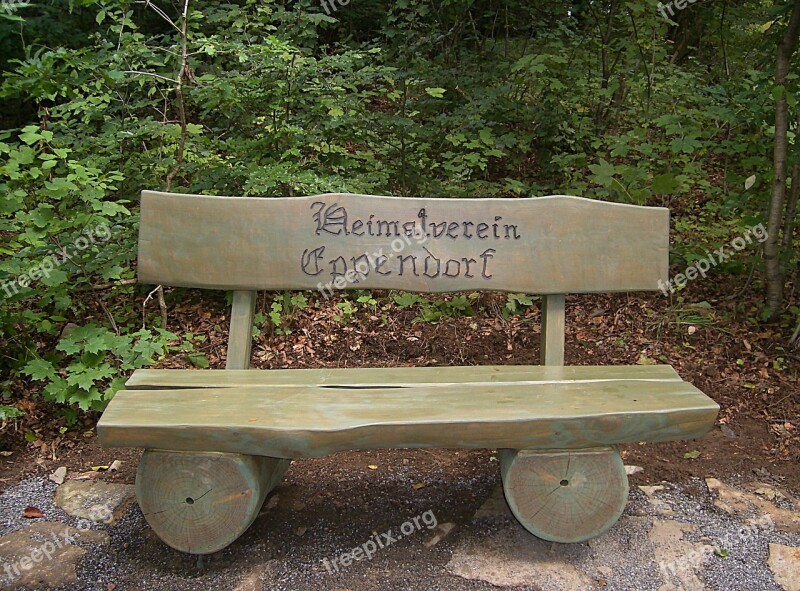 Bank Wooden Bench Inscription Forest Nature