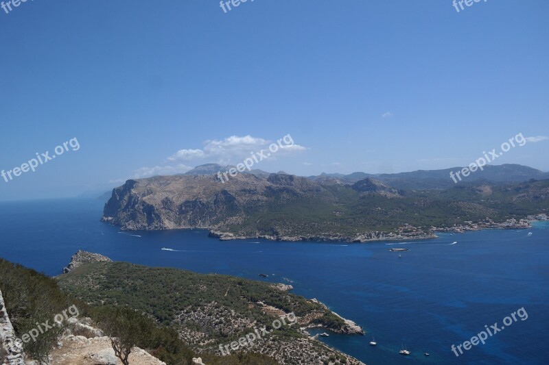 Mountains Sea Water Blue Sky