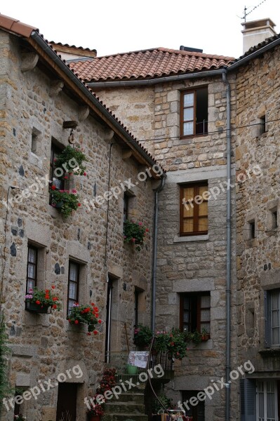 Old Village France Old Stone Houses Fenêtes Planters