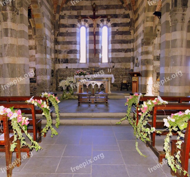 Church Inside Altar Flowers Marriage