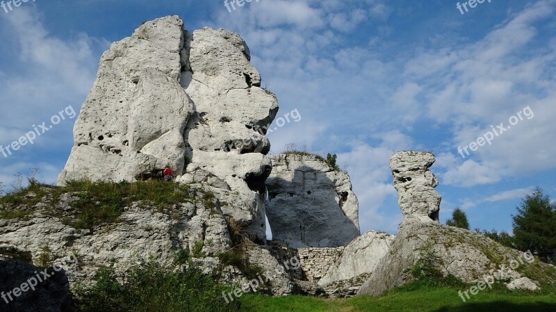 Ogrodzieniec Poland Landscape Rocks Jura Krakowsko-czestochowa