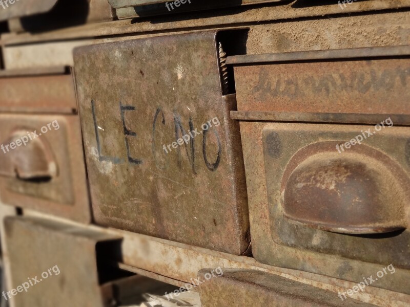 Drawers Old Rusted Tool Container