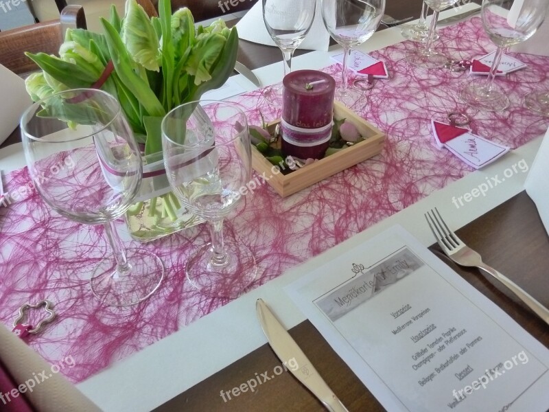 Table Decorations Communion Of Children Tulips Pink Candle