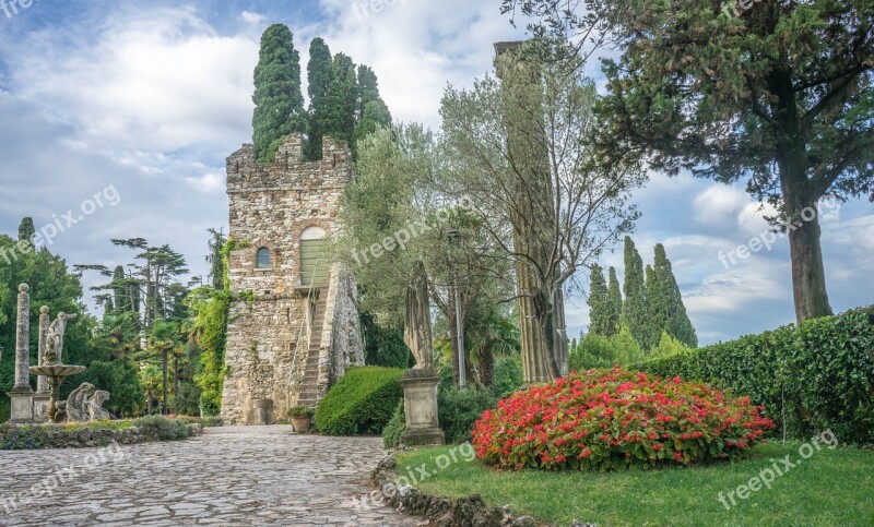 Lake Garda Sirmione Italy Garden Monument Architecture