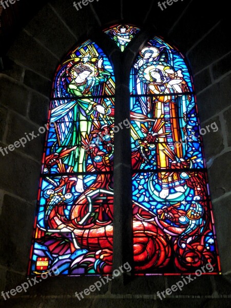 Church Stained Glass Window Stained Glass Mont Saint Michel France