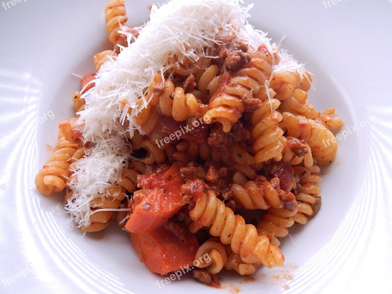 Fusilli Pasta Ragu Ground Beef Cheese Food