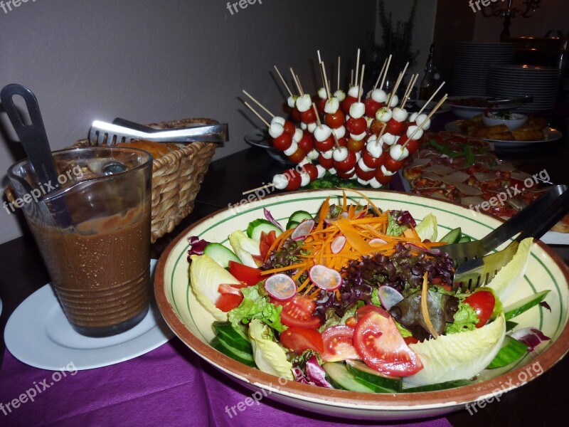 Salad Bowl Brunch Tomatoes-mozzarella Sticks Eat