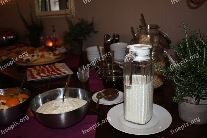 Milk Muesli Quark Breakfast Buffet Restaurant