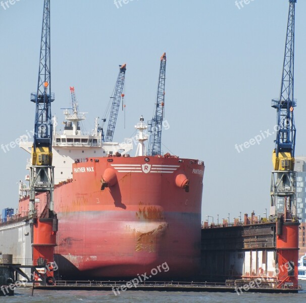 Ship Hamburg Floating Dock Shipyard Port