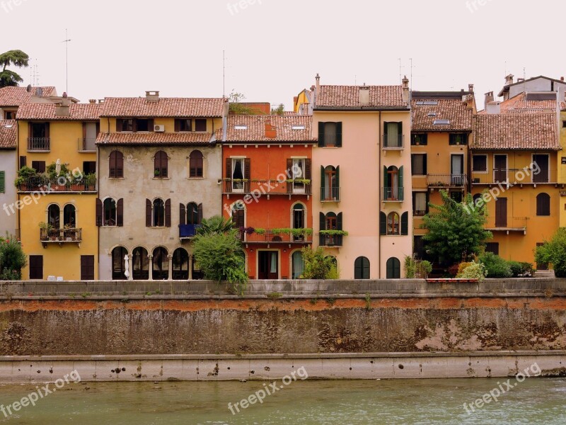 Houses Colors Verona River Adige