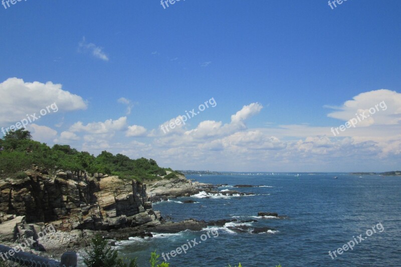 Maine Lighthouse Ocean Coast Sea