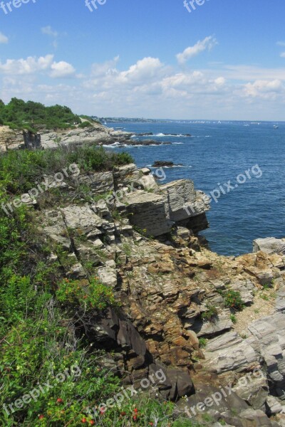 Maine Lighthouse Ocean Coast Sea