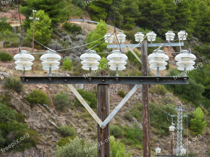 Power Line Insulators Perspective Free Photos