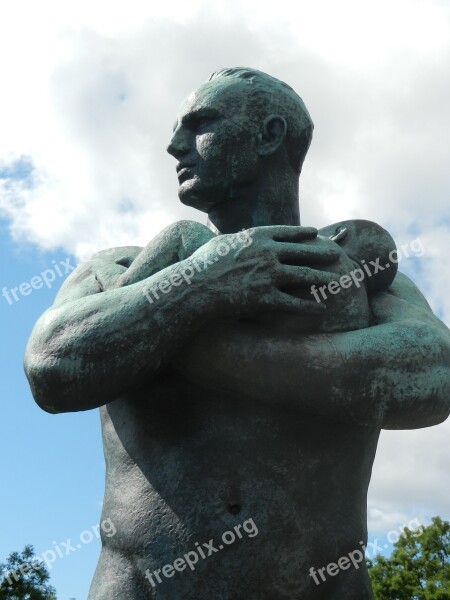 Father Child Protection Stone Sculpture